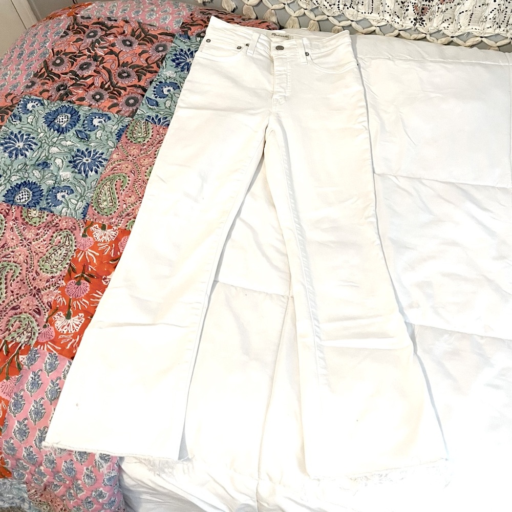 Madewell Cali Demi-Boot Crop Bootcut Jeans in Pure White Size 24